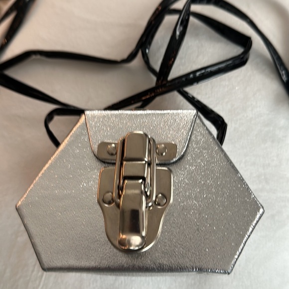 Handbags - Vintage Silver Little Bag with Black Strap
